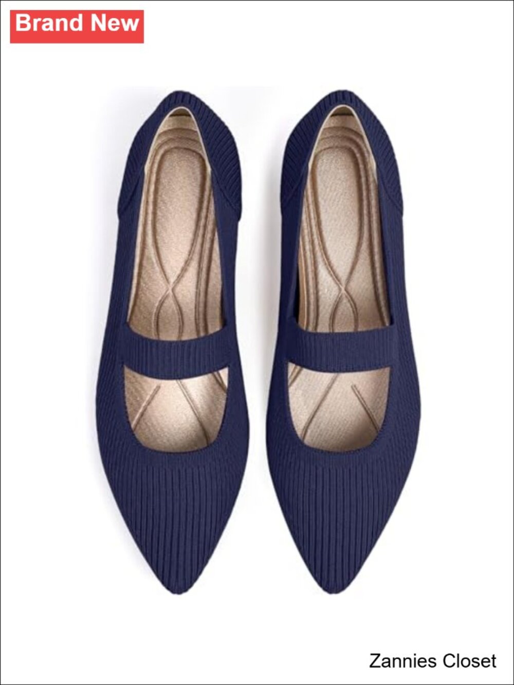 ✨ Women's Pointed Toe Knit Washable Ballet Flats Comfortable Mary Jane Flat